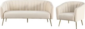 Design 3-as ülés kanapé, bézs Velvet szövet/gold króm-arany, BAGY