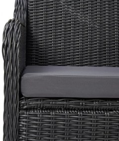 7 részes fekete kültéri polyrattan étkezőgarnitúra