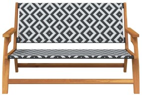 Kerti pad Fekete és fehér 122x76x73.5 cm Tömör akácfából