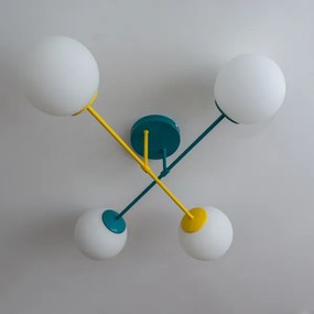 MOON felületre szerelhető csillár 4xE27/15W/230V türkiz/sárga