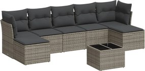vidaXL 8 részes szürke polyrattan kerti ülőgarnitúra párnákkal