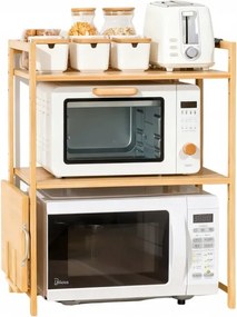 Mikrohullámú Sütő Tartó Állvány Konyhai Polc Bambusz Fa Fűszertartó