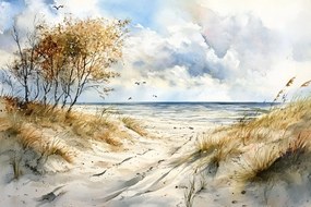 Fotótapéta Flizelina Tájkép Tengerpart Ösvény Homok Tenger Hullámok 104x70,5 ragasztó