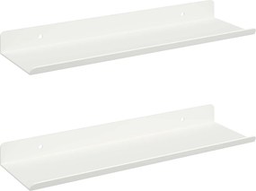 vidaXL Lebegő polc Falra szerelhető 2 pcs Fehér 30 x 9 x 2,5 cm Acél