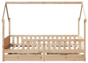 tömör fenyőfa gyerekágykeret fiókokkal 90 x 200 cm