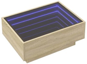 Sonoma tölgy szerelt fa dohányzóasztal LED-del 70 x 50 x 30 cm
