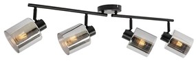 Mennyezeti spotlámpa fekete füstüveggel 4-lámpás állítható - Laura