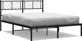 vidaXL fekete fém ágykeret fejtámlával 120 x 190 cm