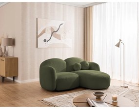 Zöld buklé sarokkanapé (jobb oldali-heverő résszel) Orbit – Ropez