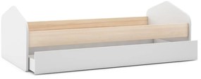 Fehér-natúr színű gyerekágy borovi fenyő dekorral, kihúzható pótággyal 90x200 cm Estefania – Marckeric