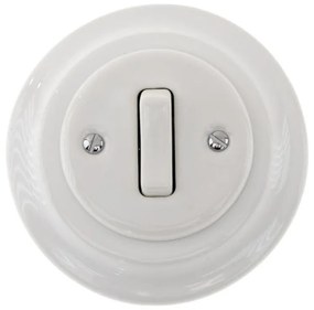 Bohemia-Design - Retro porcelán egyszerű kapcsoló 6-os kerettel, fehér