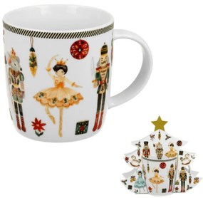 Karácsonyi diótörő Porcelán bögre 400 ml fenyőfa díszcsomagolásban Christmas Nutcracker