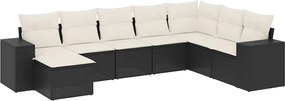 vidaXL 8 részes fekete polyrattan kerti ülőgarnitúra párnákkal