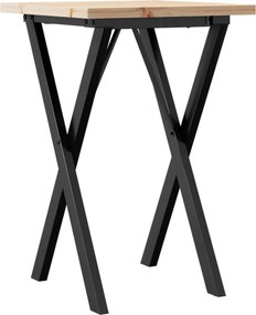 vidaXL tömör fenyőfa és acél étkezőasztal X-vázzal 50x50x75,5 cm