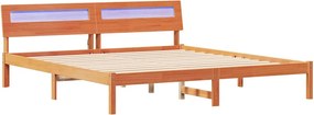vidaXL Ágykeret fejtámlával Faggyú barna 180 x 200 cm Tömör fenyőfa