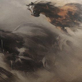 Kép - Olajfestmény lovakról (órával) (90x30 cm)