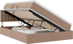 vidaXL Ágy tárolóval és matraccal matracmal Kávé 140 x 190 cm Műbőr