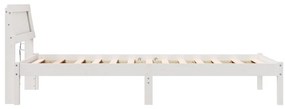 Ágykeret LED Fejtámlával, Fehér, 90 x 200 cm, Tömör Fenyő