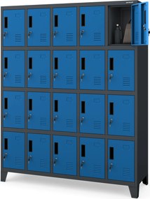 Fémöltözőszekrény ROBERT 1360 x 1720 x 450 mm, antracit és kék