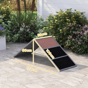PawHut Kutya Agilitási Ramp, agilitási felszerelés kutyáknak, A-frame design, csúszásmentes felület, minden kutya fajtának, kertbe, parkba, szürke | A