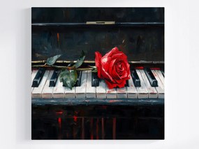 Canvas Vászonkép Zene Művészet Zongora Virág Rózsa 40x40