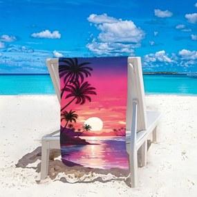 Strandtörölköző TAHITI 100x180 cm lila, 100% mikroszálas