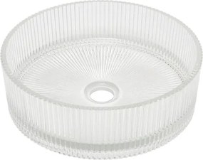 Pultba süllyeszthető mosdó SAT Purity 36x36 cm víztiszta csaptelep furat nélkül, túlfolyó nélkül SATGLA3636PT