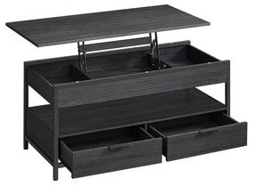 VASAGLE dohányzóasztal, magasságában állítható, 50×100 cm, antracitszürke–tintafekete