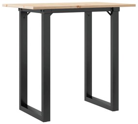 tömör fenyőfa és öntöttvas étkezőasztal O-vázzal 80x50x75 cm