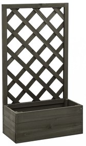szürke tömör fenyőfa rácsos kerti ültetőláda 50x25x90 cm