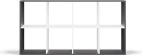 Malax 2x4 polc, 147x75x30 cm, antracit-fehér