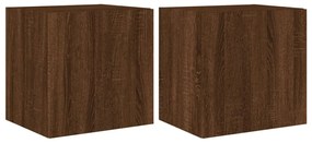 2 db barna tölgyszínű fali TV-szekrény LED-del 40,5x35x40 cm