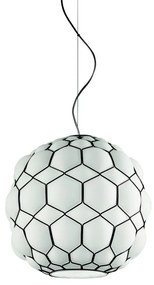 SIRU - Csillár zsinóron GALAPAGOS 1xE27/60W/230V fekete/fehér Velencei üveg