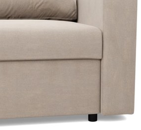 Zeus sarokkanapé, 2 ágyneműtartóval, egyenes kartámasz, bársony, univerzális oldal, bonell töltet, bézs