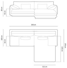 Világoszöld bársony sarokkanapé (jobb oldali-heverő résszel) Torino – Micadoni