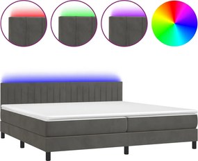 vidaXL sötétszürke bársony rugós és LED-es ágy matraccal 200x200 cm