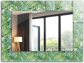 Fürdőszoba tükör hálószoba nappali nyomott mintával 80x60 cm Zöld pálmalevelek