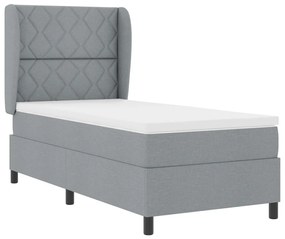 Boxspring Ágy Matraccal - Világosszürke, 100x200 cm, Szövet