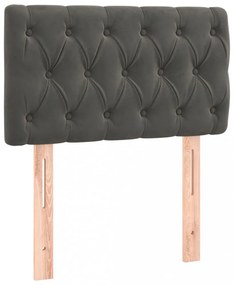 sötétszürke bársony LED-es fejtámla 80x7x78/88 cm