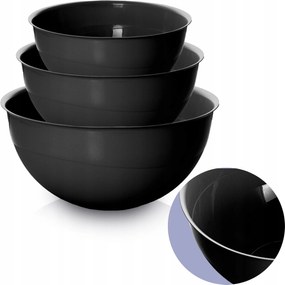 Műanyag Konyhai Tál Kerek Tál Szett 3 Db-os Tál Fekete