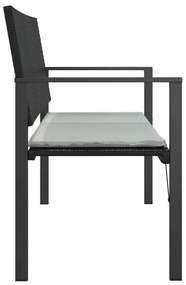 fekete 2-személyes polyrattan kerti pad párnával
