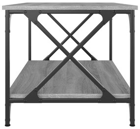 Szürke sonoma szerelt fa és vas dohányzóasztal 80 x 50 x 45 cm