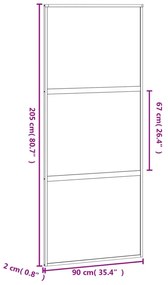 fehér edzett üveg és alumínium tolóajtó 90 x 205 cm