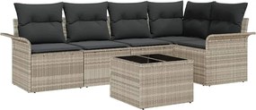 vidaXL Kerti Kanapé Szett párnával 6 pcs Világosszürke Poli rattan