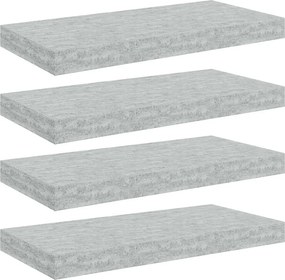 vidaXL 4 db betonszürke MDF lebegő fali polc 50 x 23 x 3,8 cm