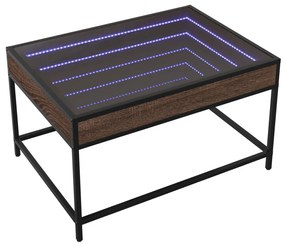 Barna tölgy végtelen hatású LED-es dohányzóasztal 70x50x41 cm