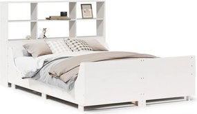 vidaXL fehér tömör fa könyvespolcos ágy matrac nélkül 160 x 200 cm