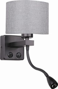 Fali lámpa olvasólámpával, fekete Candellux