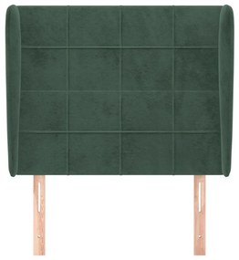 sötétzöld bársony fejtámla szárnyakkal 93 x 23 x 118/128 cm
