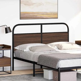 barna tölgy színű acél és szerelt fa fejtámla 140 cm